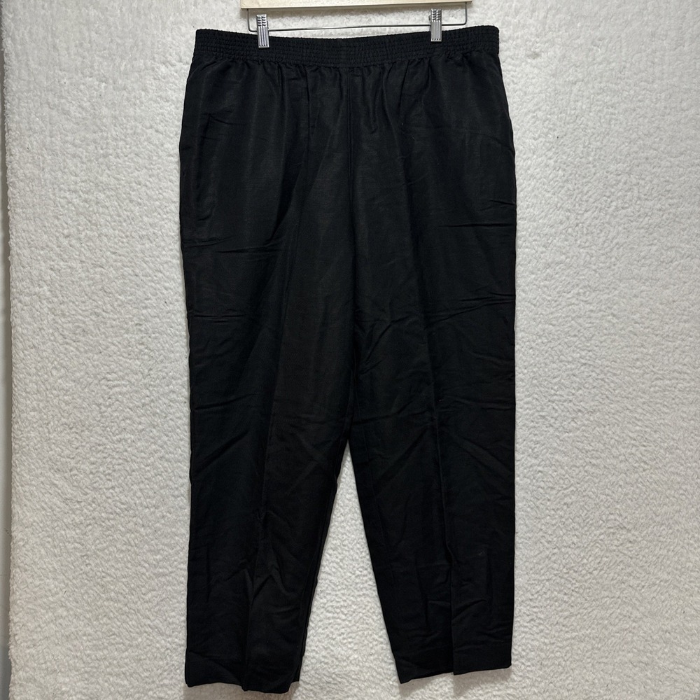 Orvis Women's Pants Size PXL Black Pull-On Linen Blend Ankle Elastic Waist